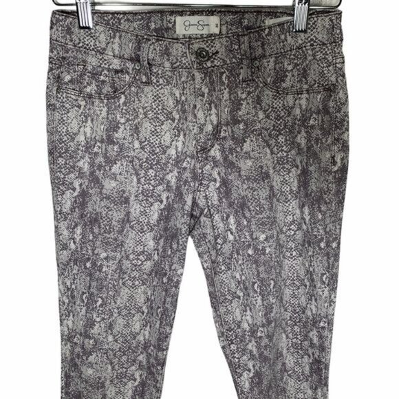 Jessica Simpson Kiss Me Super Skinny Jeans Gray Snakeskin Print Size 26 - Picture 3 of 11